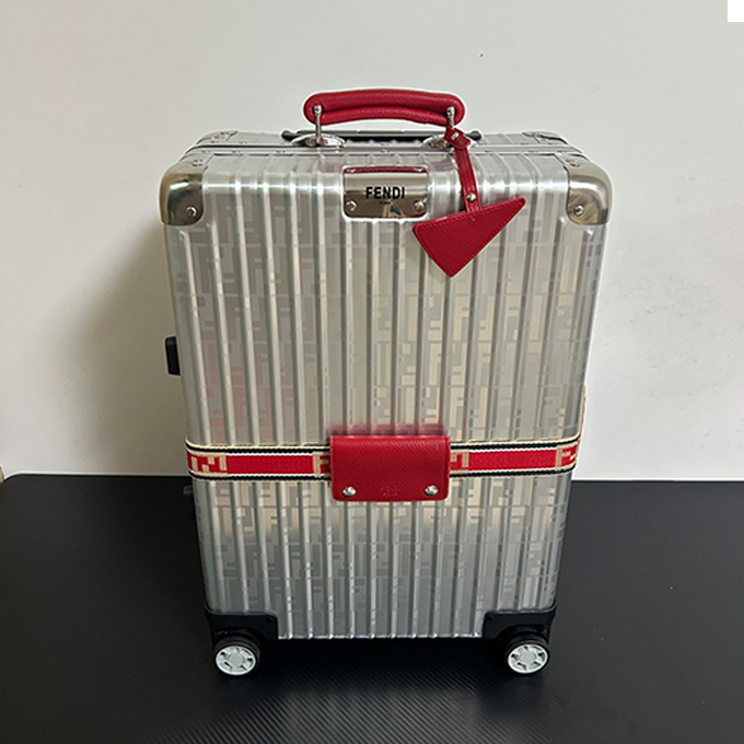 rimowa fendi joint‑edition aluminum ff monogram cabin suitcase
